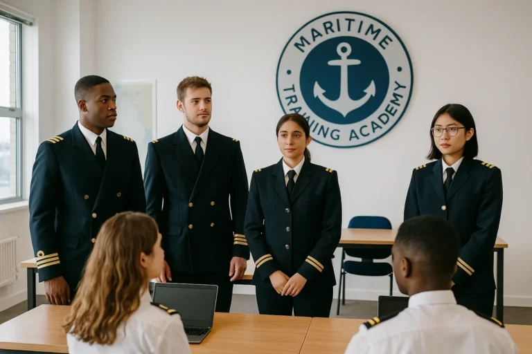 Maritime cadets in uniform at a training academy